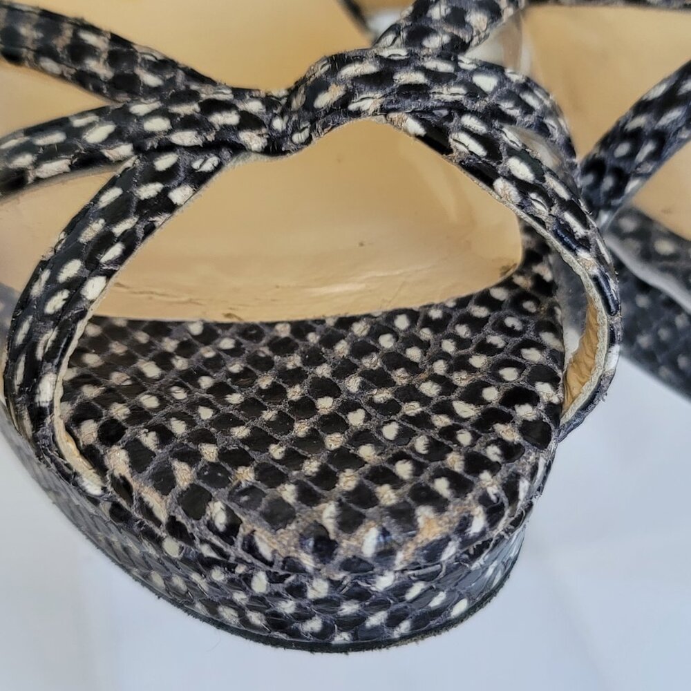 Kate Spade Riley Strappy Heels Platform Shoes Snakeskin And Clear Vinyl Sz 7.5B - Picture 13 of 17